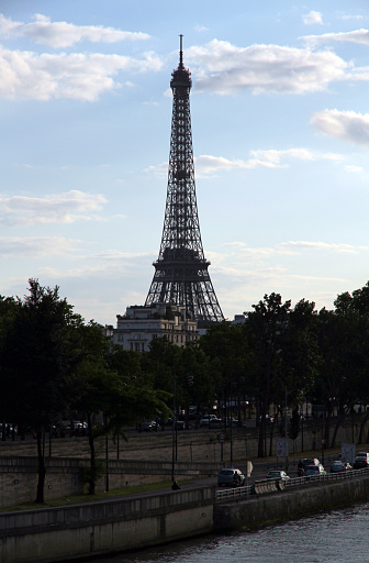 View of Eiffel Tower along the River Seine, Paris France