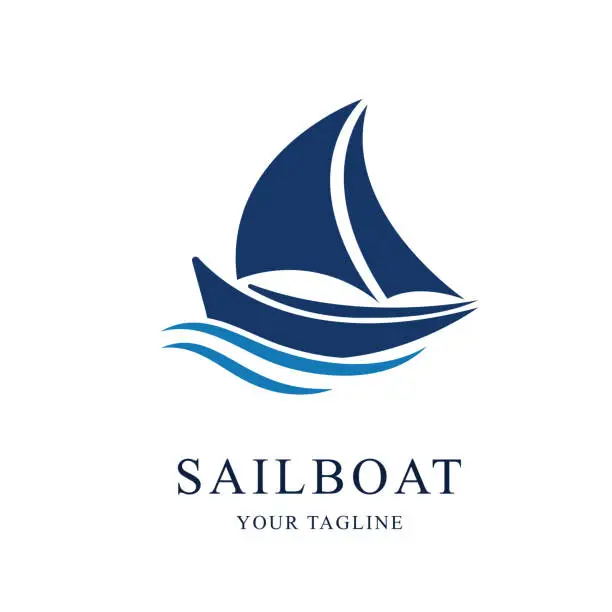 Vector illustration of Sail boat - vector symbol template concept illustration. Ship sign. Design element.