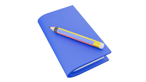 istock 3D rendering of colorful pencil on blue book, for note, design a 1595386891