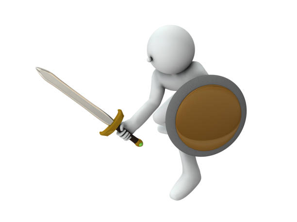 A young boy dressed as a medieval knight is sitting on a plush toy horse, wearing a metallic-looking helmet. He is lifting his sword high toward the sky, bathed in golden sunlight filtering through the fresh green leaves, as he celebrates his imaginary victory. The determined little knight, lost in his adventure, envisions himself as a hero who has just conquered a mighty foe.