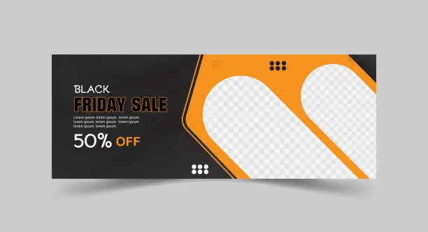 Vector illustration of Black Friday social media post, web banner, and Facebook cover design