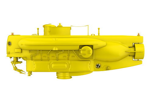 Small Yellow Submarine isolated on white background. 3D render