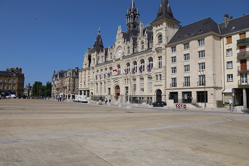 Town hall square, city of Charleville Mezieres, Ardennes department, France