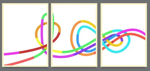 Vector illustration of set of colorful figur of eight knot loop. rope line abstract style painting vector illustration