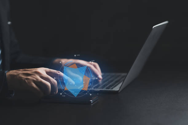 istock Businessman working with holograms showing business graphs and various information in work, using technology in business management for efficient work and modern business operations. 1595617681