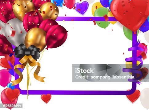 istock Happy Birthday . banner or greeting card background for birthday celebration .  color concept . vector illustration 1595626694
