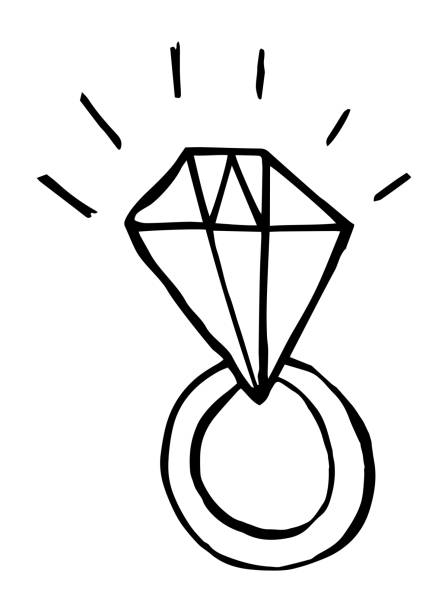 ダイヤモンド婚約指輪 - ring gold vertical wedding点のイラスト素材／クリップアート素材／マンガ素材／アイコン素材