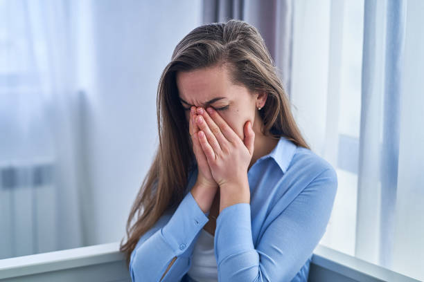 istock Sad lonely crying woman with life difficulties and mental emotional problems during depression 1595711889