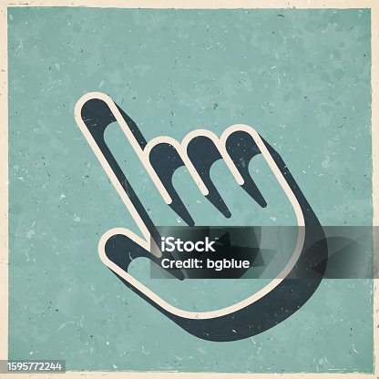 istock Hand cursor - pointer. Icon in retro vintage style - Old textured paper 1595772244