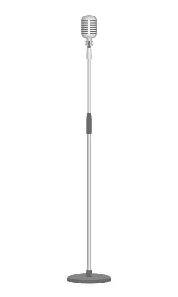 Vector illustration of The microphone isolated on white background