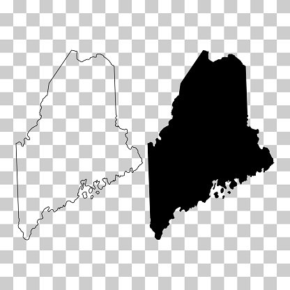 Set of Maine map, united states of america. Flat concept icon vector illustration .