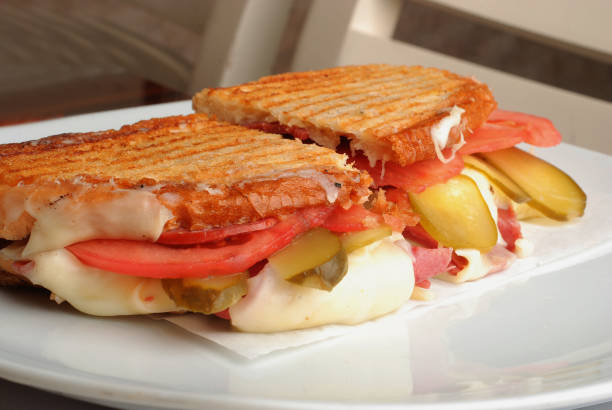 Serving Turkish traditional toast sandwich (Turkish name; Ayvalik tostu)