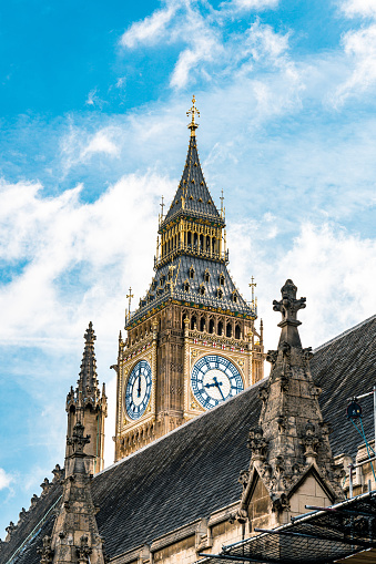 Close-up on Big Ben on a cloudy day