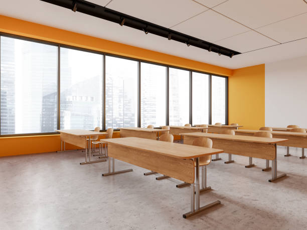 istock White and yellow school classroom corner 1595882657