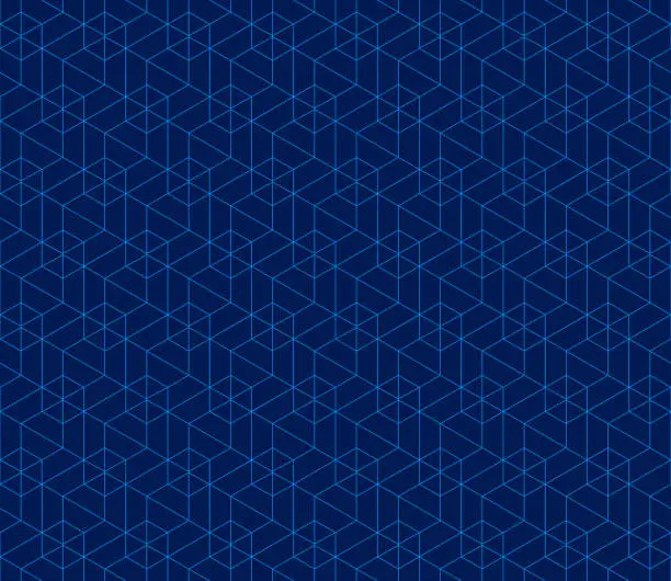 Vector illustration of Vector seamless cubic hexagon pattern. Abstract geometric low poly background. Stylish grid texture.