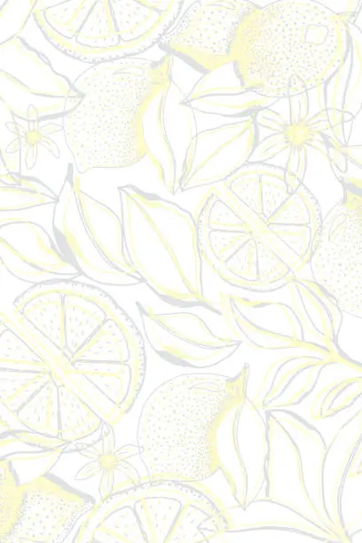 Vector illustration of Background abstract with lemons and leaves.