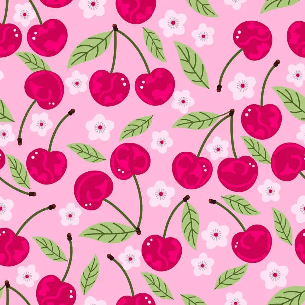 Vector illustration of Cherry seamless pattern .