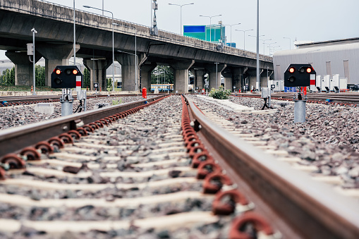 Switch at a railroad track in Bangkok