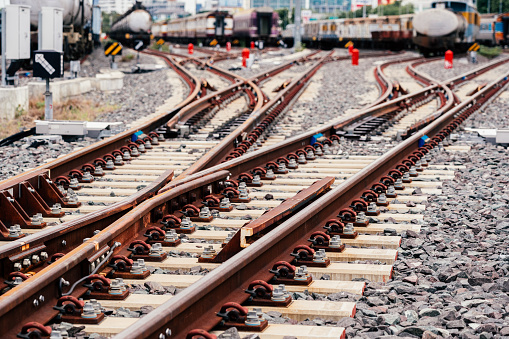 Switch at a railroad track in Bangkok