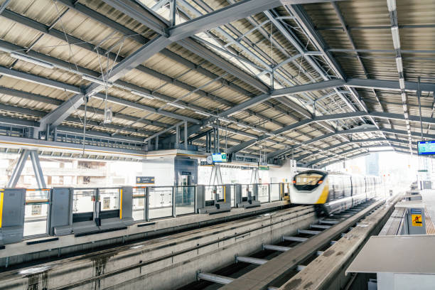 istock Yellow line sky train in Bangkok 1595956641
