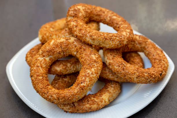 istock Turkish Bagel with sesame seeds. Turkish name; Kandil simidi 1595965712