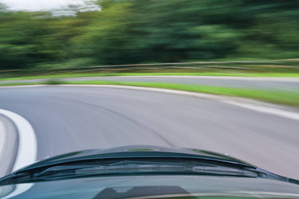 Motorway Infrastructure Front View of Driving Car through Streets
