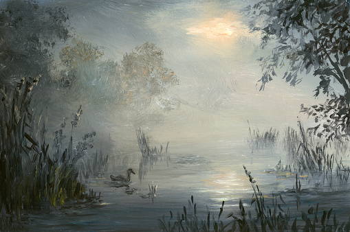 Summer oil painting landscape