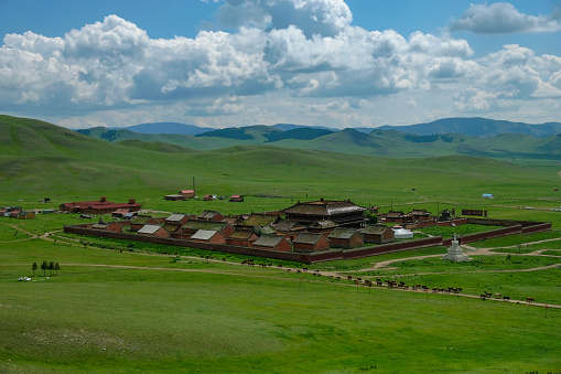 Erdenet, Mongolia - July 18, 2023: Amarbayasgalant Monastery, one of the three largest Buddhist monastic centers in Mongolia, Selenge Province in Erdenet, Mongolia.