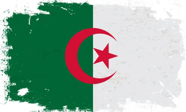 Vector illustration of Algeria flag with brush paint textured isolated on white background