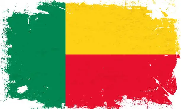 Vector illustration of Benin flag with brush paint textured isolated on white background