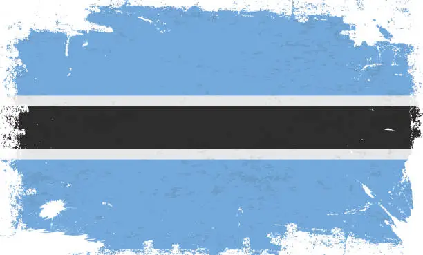 Vector illustration of Botswana flag with brush paint textured isolated on white background