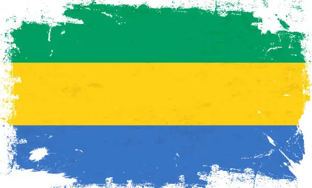 Vector illustration of Gabon flag with brush paint textured isolated on white background