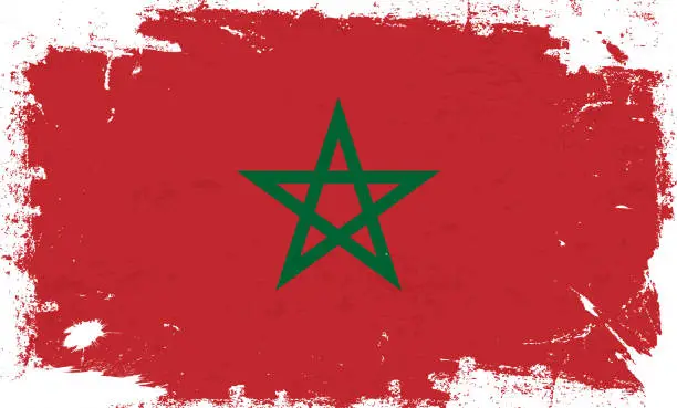 Vector illustration of Morocco flag with brush paint textured isolated on white background