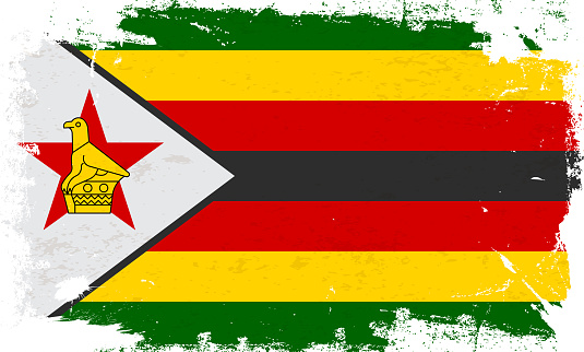Zimbabwe flag with brush paint textured isolated on white background. Vector illustration EPS10