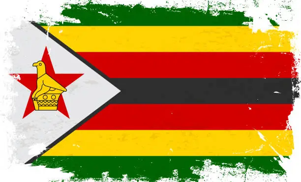 Vector illustration of Zimbabwe flag with brush paint textured isolated on white background