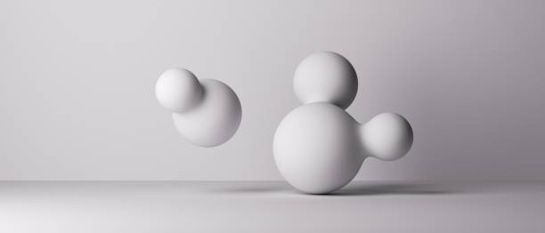 istock 3d render. Abstract background, simple molecule shapes. Modern minimalist wallpaper. Light and shadow 1596070936