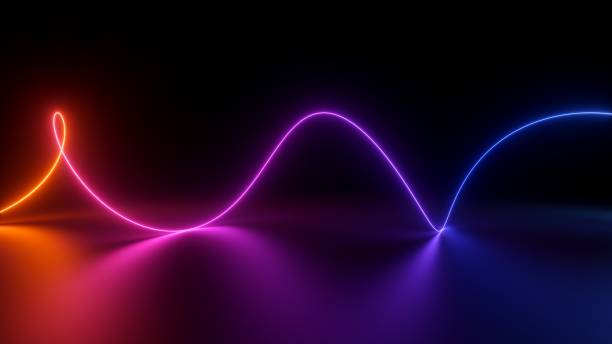 istock 3d render, abstract geometric neon background, colorful glowing wavy line. Minimalist wallpaper 1596087910