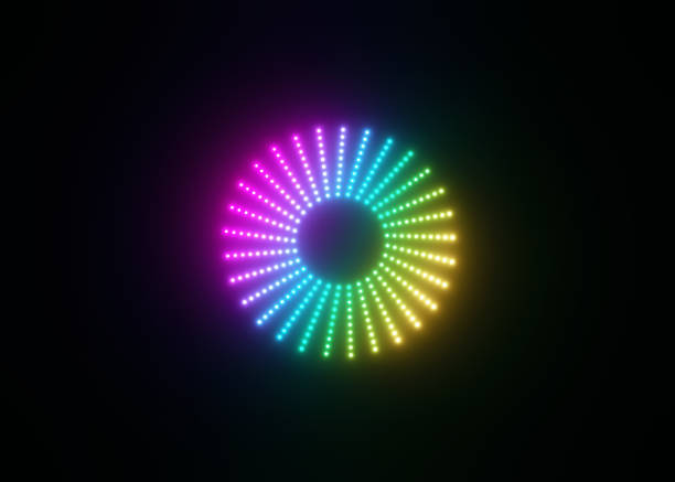 istock Colorful Circle Radiates from Neon Time Machine Portal 1596099841