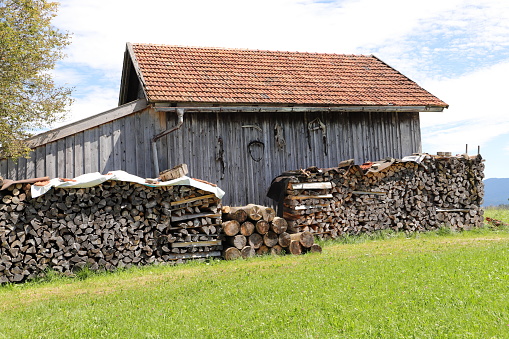 And old barn or shed by the side of the road. Los in time picture of a bygone eera.