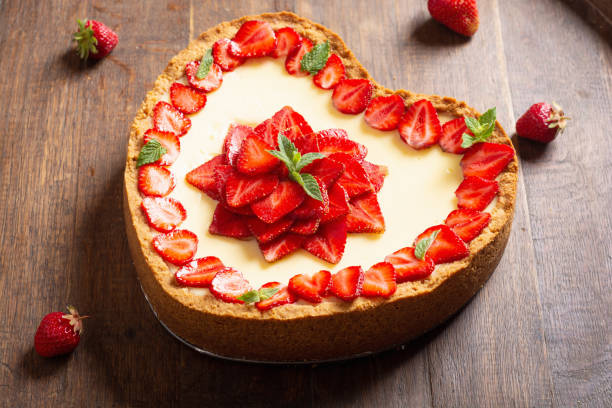 istock Strawberry cheesecake New York with mint 1596113154
