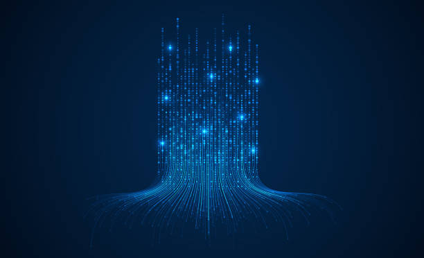 illustrations, cliparts, dessins animés et icônes de contexte technologique. concept de visualisation big data. réseau neuronal artificiel d’information - création numérique