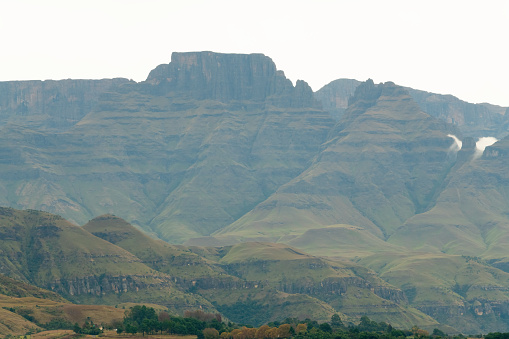A cold and wet winter's day over the scenic Drakensberg mountain range in KwaZulu-Natal, South Africa