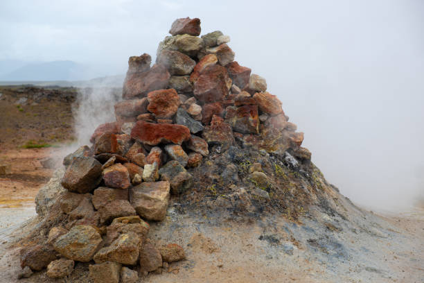 colorful structures of geothermal active area nearby lake Myvatn