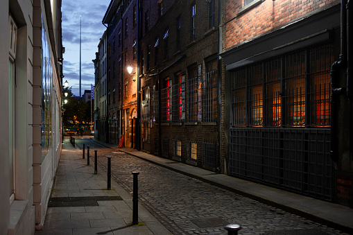 backstreet in Dublin, cobble stones, empty