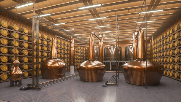 destilería de whisky - empty brewery fotografías e imágenes de stock