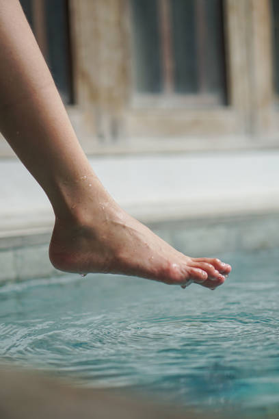 istock Women leg on swimming pool 1596195963