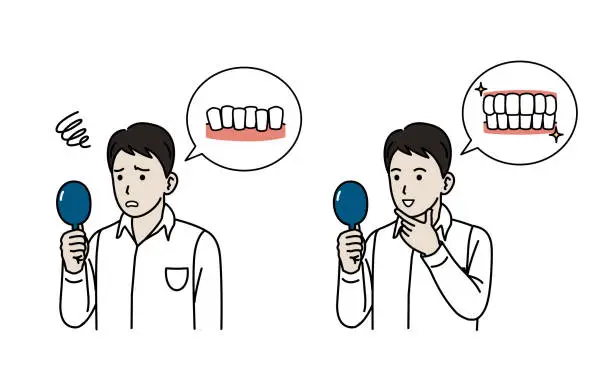 Vector illustration of Young man with orthodontics