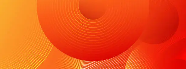 Vector illustration of Abstract orange and red gradient geometric shape circle background. Modern futuristic background. Can be use for landing page, book covers, brochures, flyers, magazines, any brandings, banners, headers, presentations, and wallpaper backgrounds