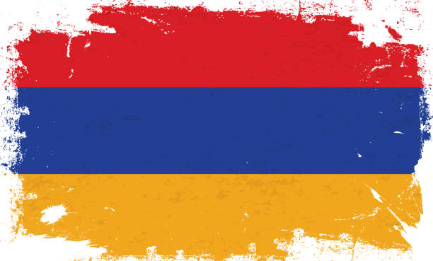 armenia flag with brush paint textured isolated on white background - ermeni bayrağı stock illustrations