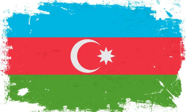 Vector illustration of Azerbaijan flag with brush paint textured isolated on white background